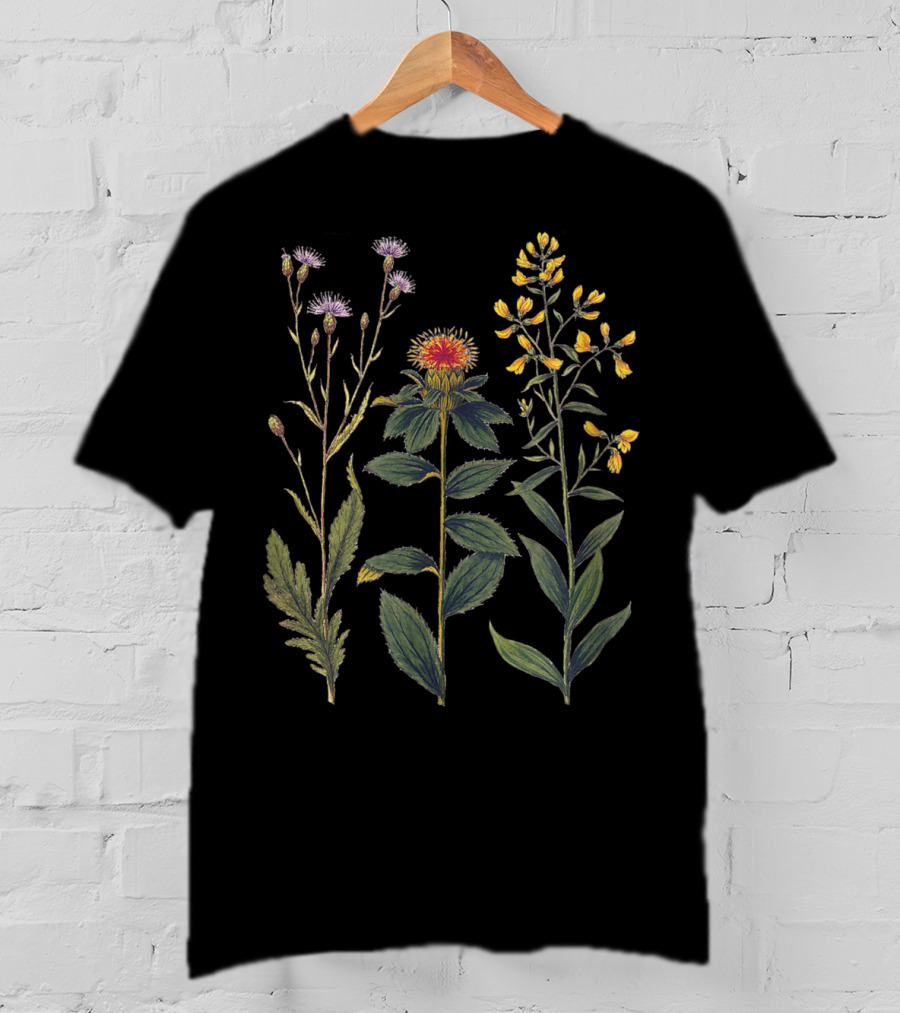 Elegant Botanical Antique Wildflowers Naturalistic T-Shirt