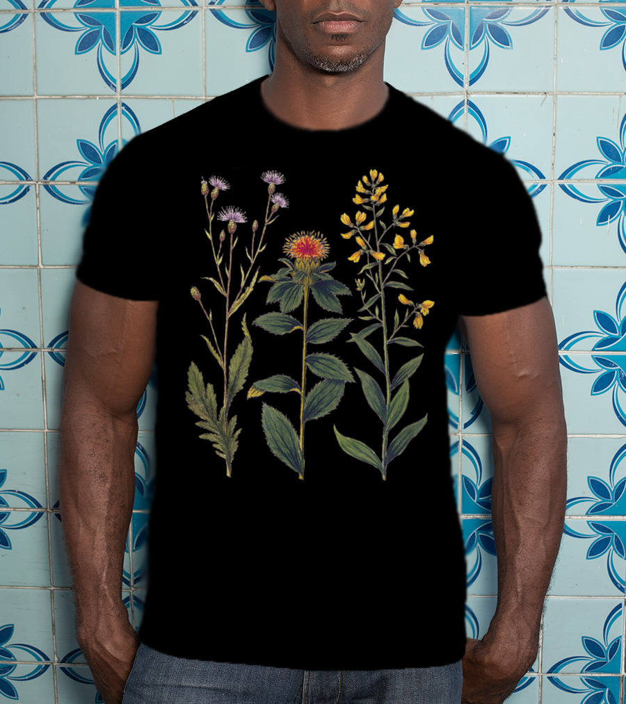 Elegant Botanical Antique Wildflowers Naturalistic T-Shirt
