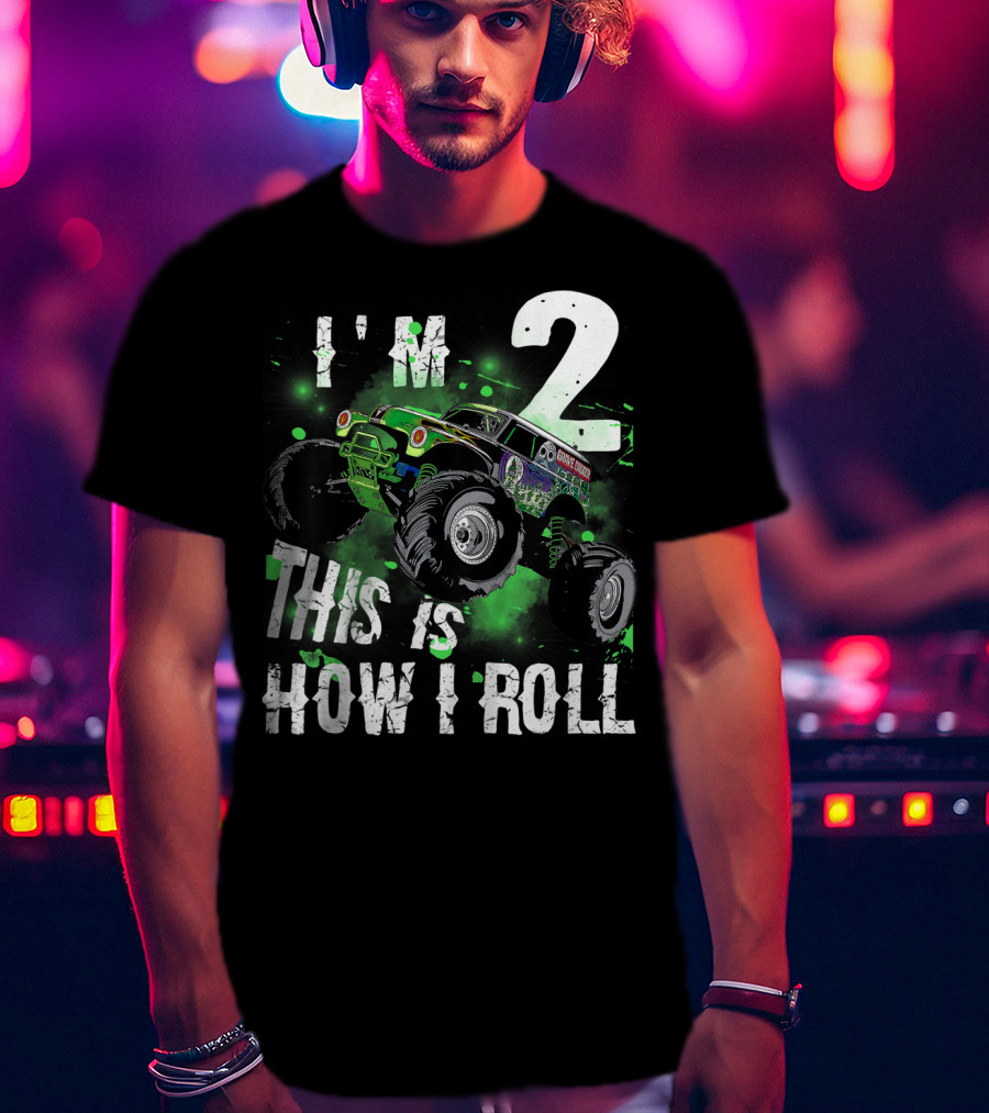 Kids I'm 2 This Is How I Roll Monster Truck T-Shirt