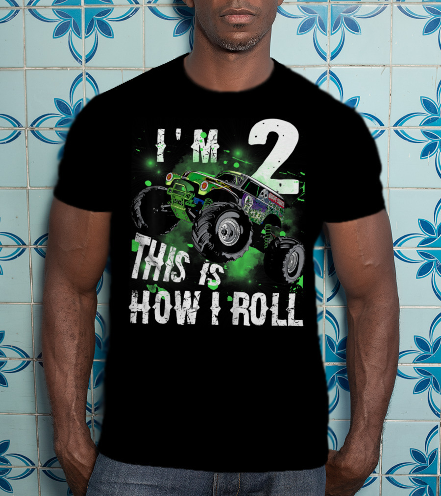 Kids I'm 2 This Is How I Roll Monster Truck T-Shirt