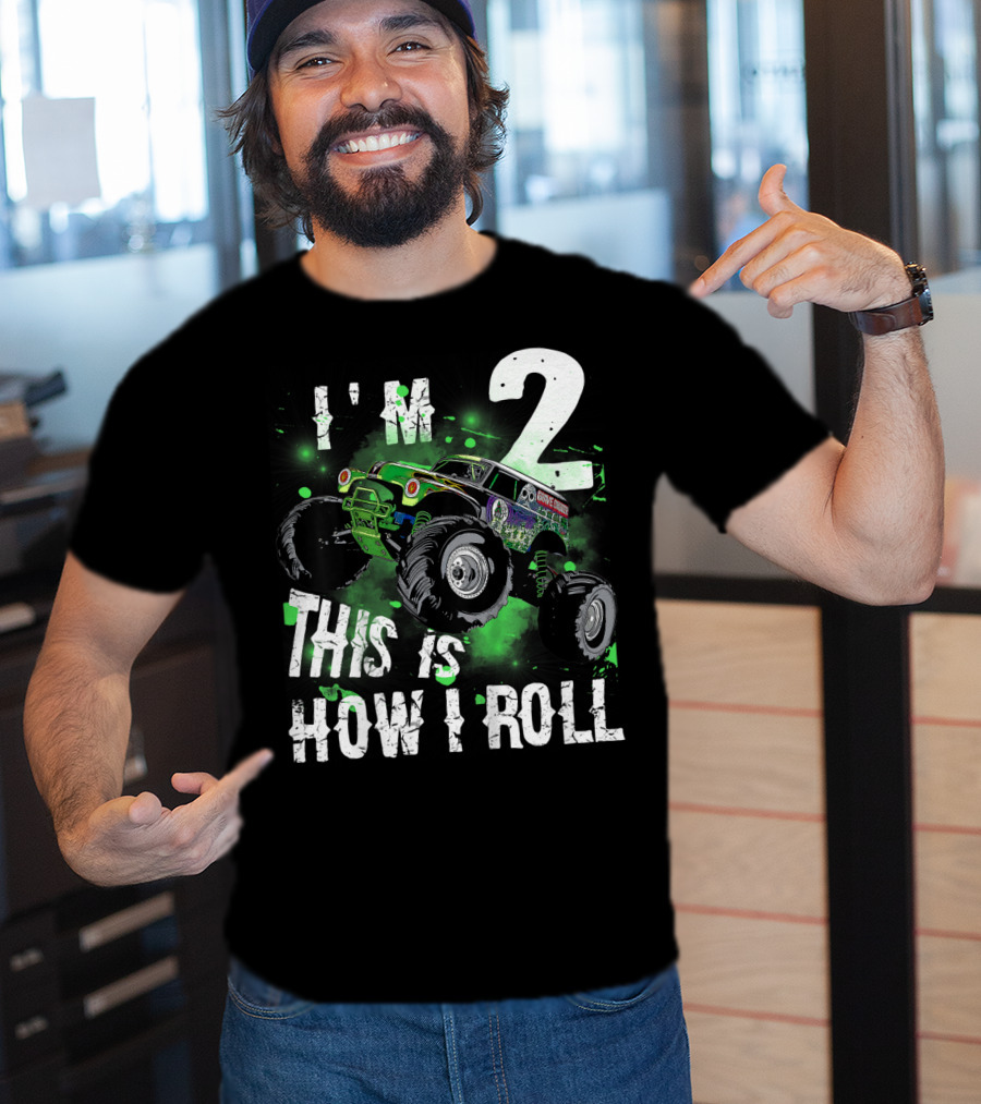 Kids I'm 2 This Is How I Roll Monster Truck T-Shirt
