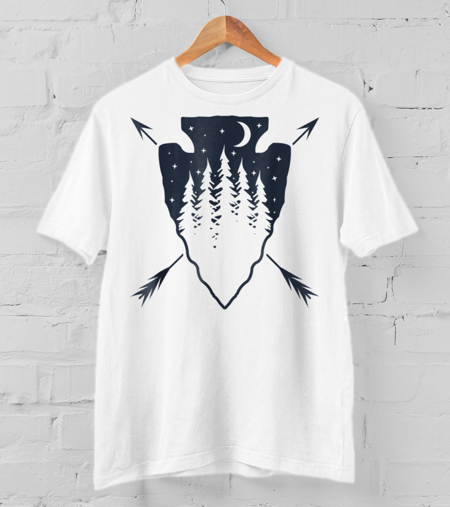 Arrowhead Pine Tree Moon With Crossed Arrows T-Shirt