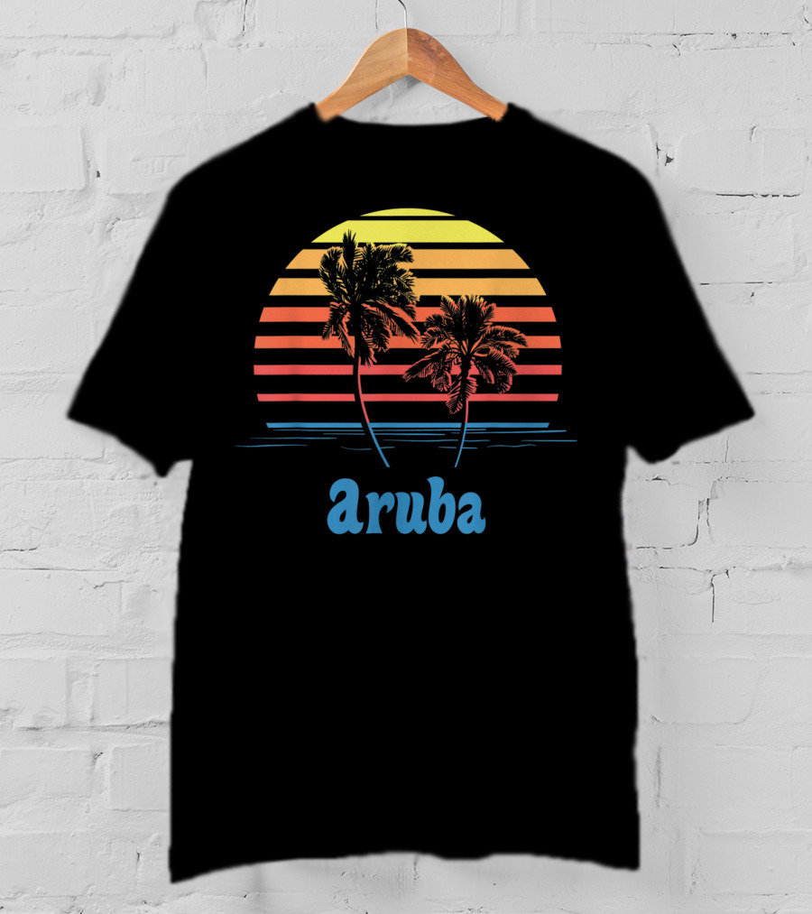 Aruba Palm Trees Sunset Beach Vacation Vibes T-Shirt