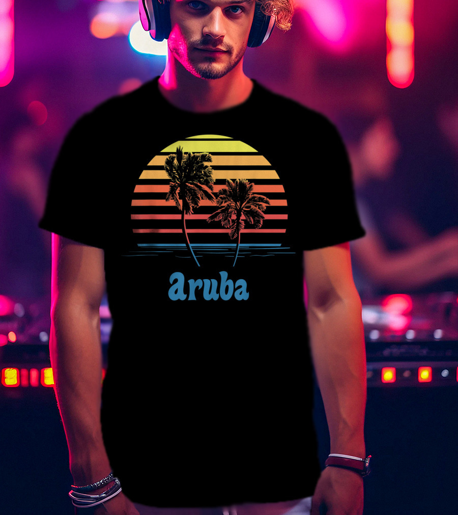 Aruba Palm Trees Sunset Beach Vacation Vibes T-Shirt