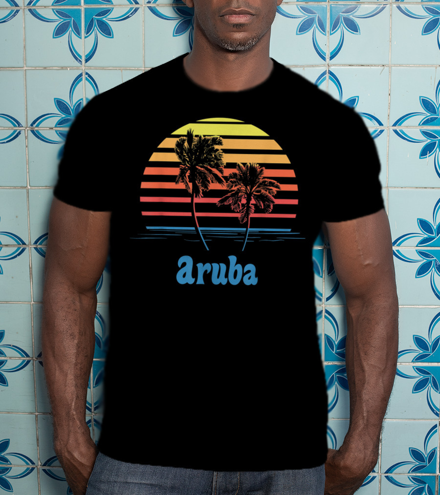 Aruba Palm Trees Sunset Beach Vacation Vibes T-Shirt