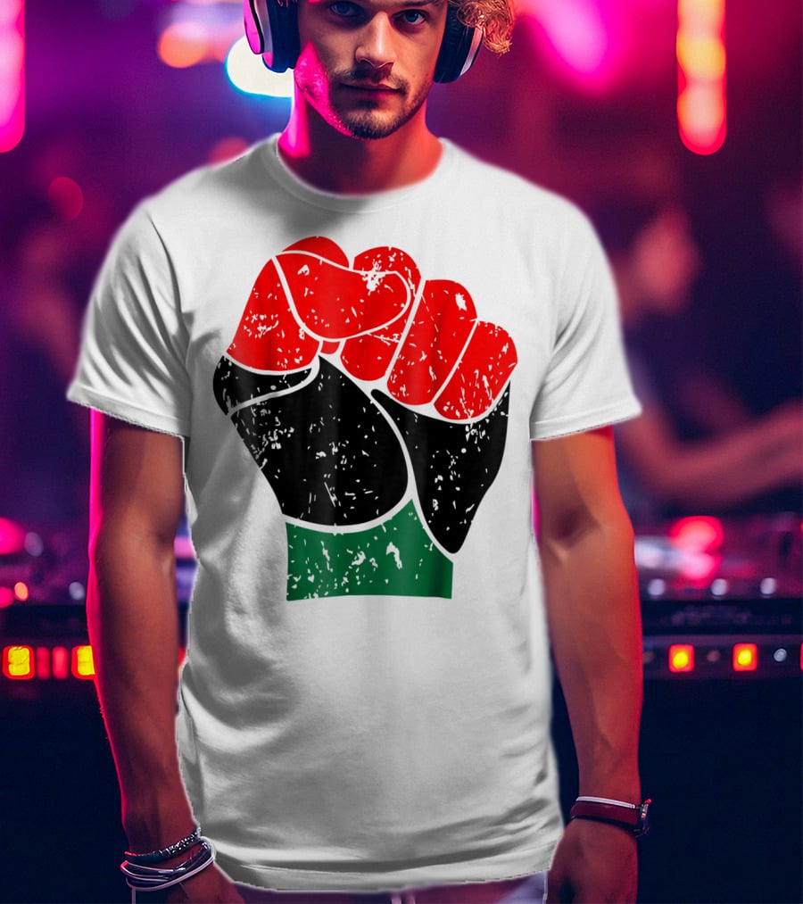Black History Red Black And Green Pride Fist Symbol Of Empowerment T-Shirt