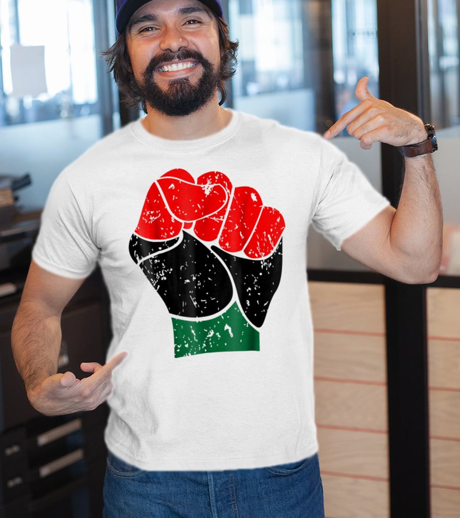 Black History Red Black And Green Pride Fist Symbol Of Empowerment T-Shirt