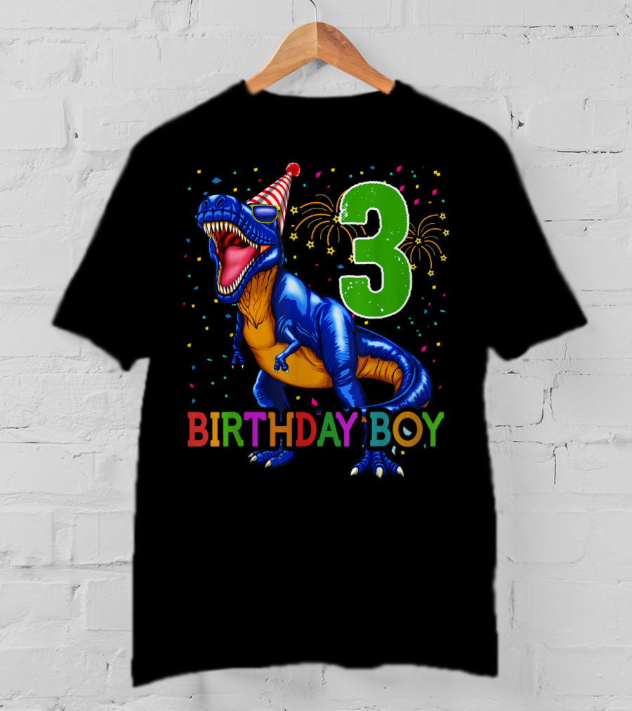 Birthday Boy Rawr I'm 3 Dinosaur Party T-Shirt
