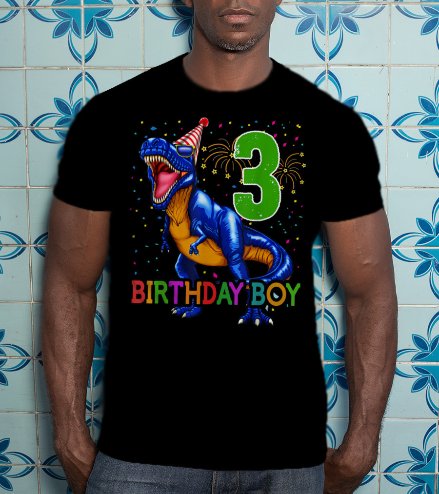 Birthday Boy Rawr I'm 3 Dinosaur Party T-Shirt