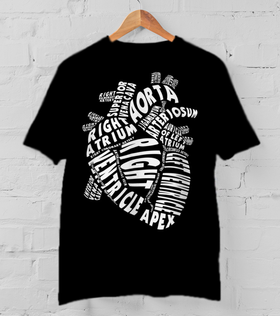 Anatomical Heart Anatomy Aorta Ventricle Atrium Cardiac Nurse Parts T-Shirt