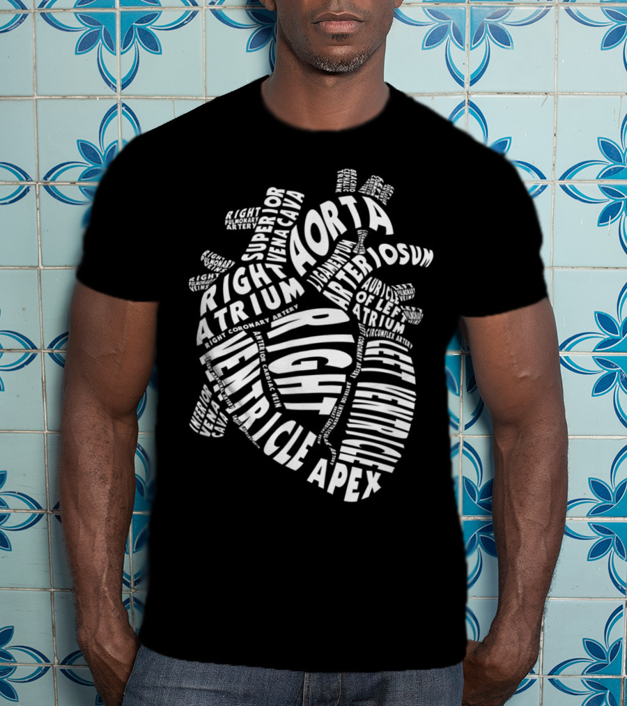 Anatomical Heart Anatomy Aorta Ventricle Atrium Cardiac Nurse Parts T-Shirt