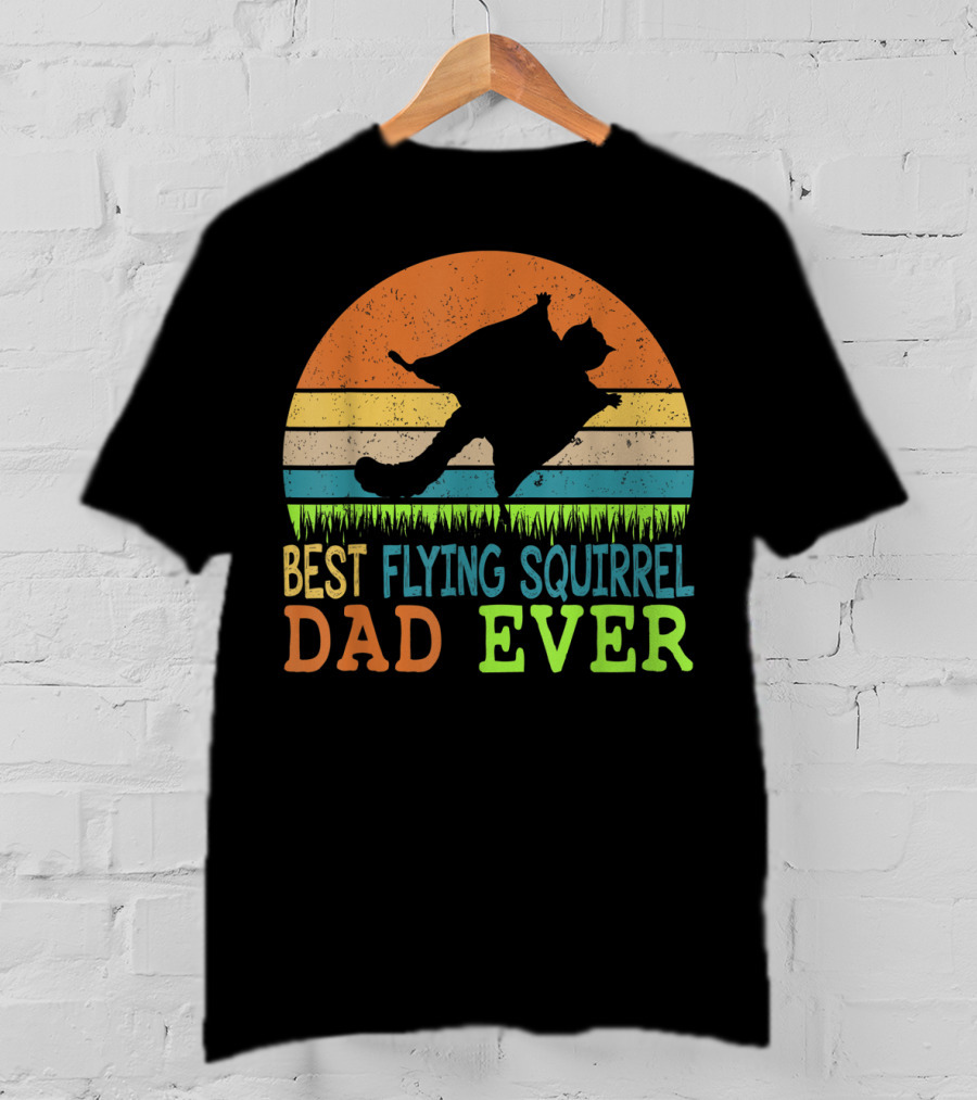 Best Flying Squirrel Dad Ever Retro Sunset T-Shirt