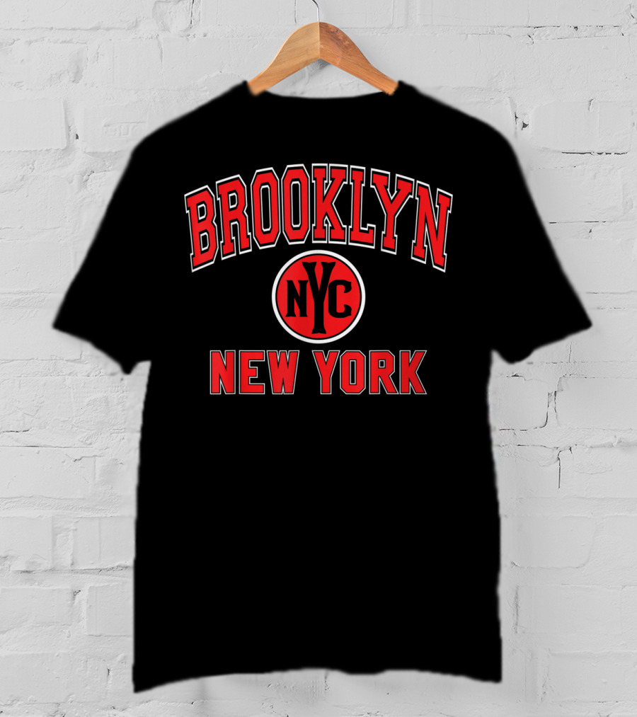 Brooklyn NYC New York Varsity Style Red T-Shirt