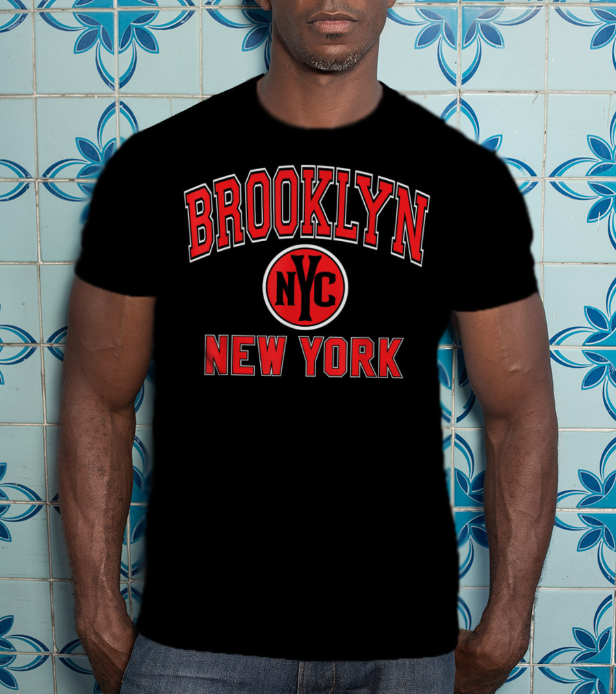 Brooklyn NYC New York Varsity Style Red T-Shirt