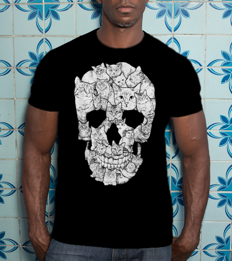 Cat Skull Cat Skull Men's Unique Feline Skull T-Shirt