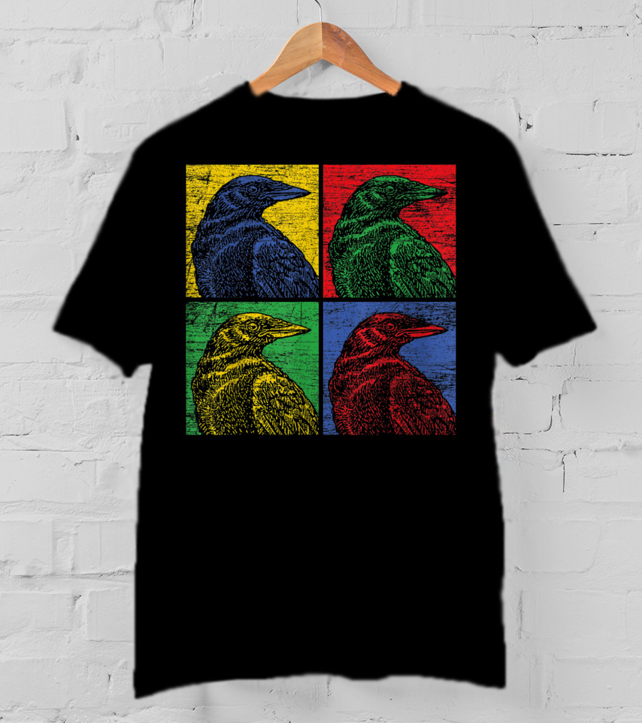 Vintage Raven Colorful Pop Art Crow Bird Lover T-Shirt