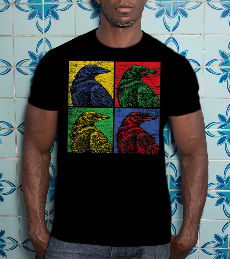 Vintage Raven Colorful Pop Art Crow Bird Lover T-Shirt