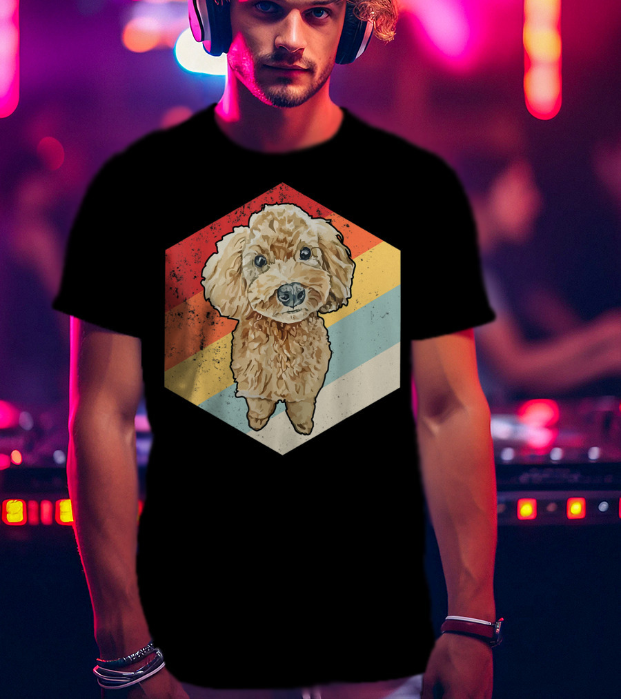 Cute Cavapoo Dog Pet Vintage Retro Stripes T-Shirt