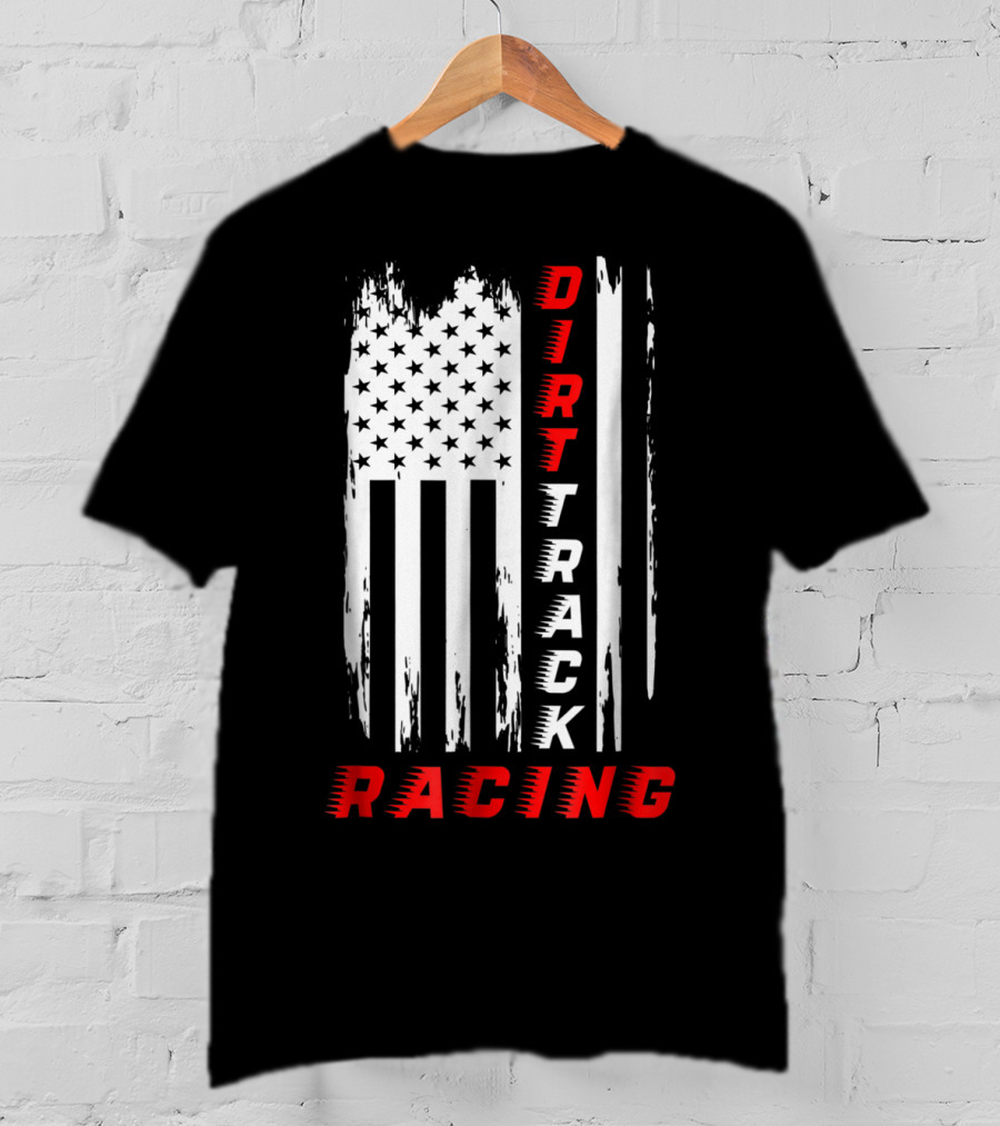Dirt Track Racing American Flag Grunge T-Shirt