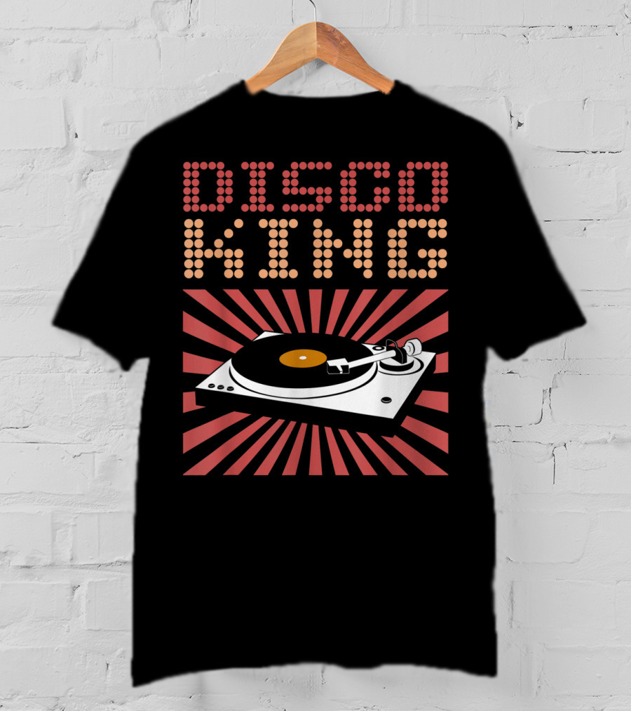DISCO KING 70s Turntable Vinyl Record Retro Vibes T-Shirt