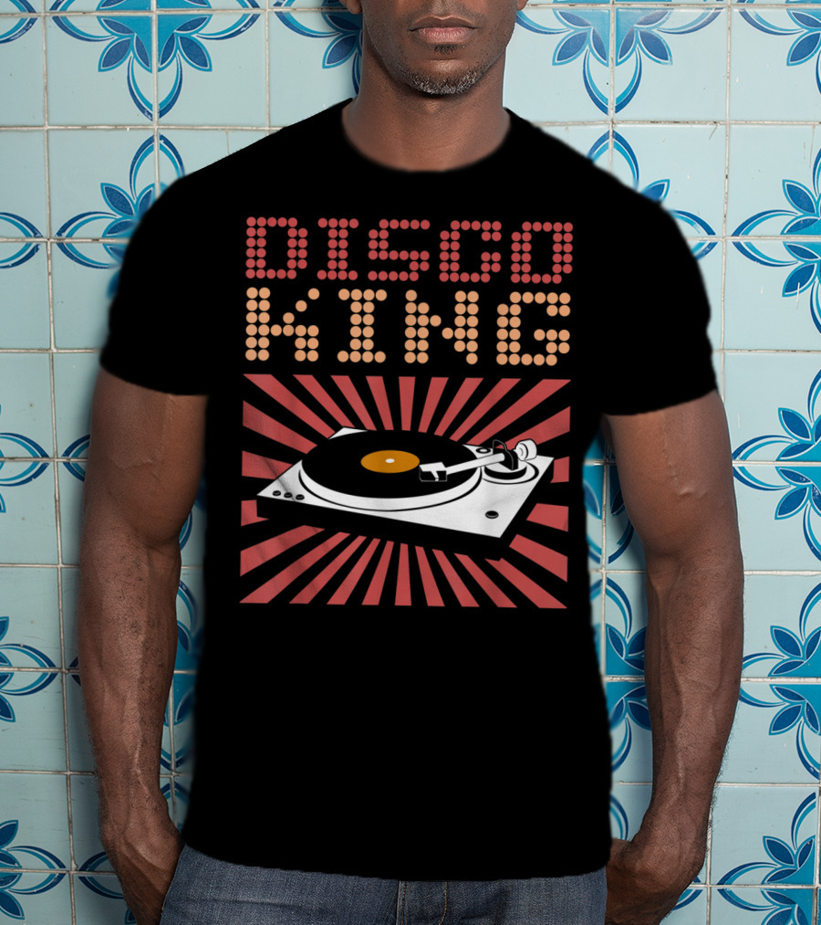 DISCO KING 70s Turntable Vinyl Record Retro Vibes T-Shirt