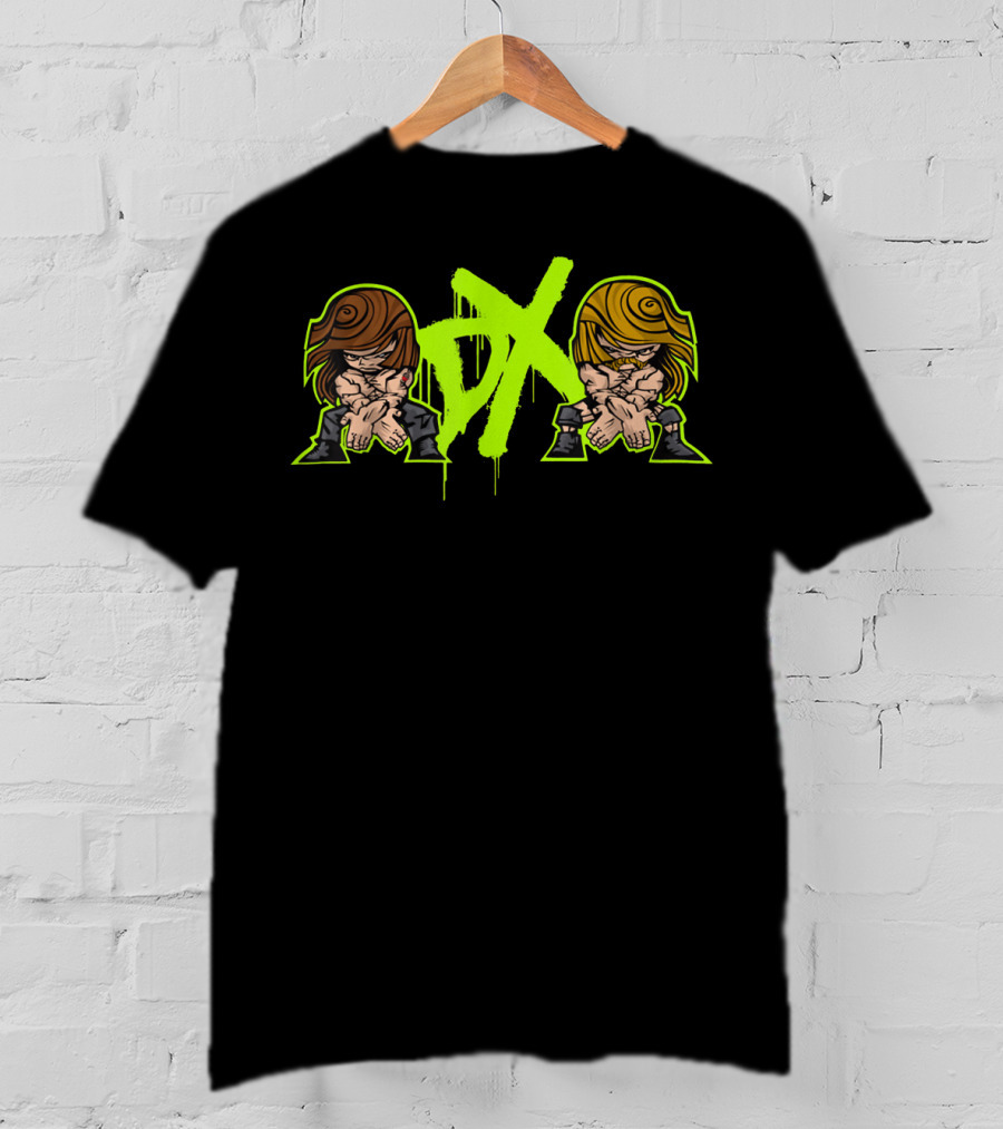 D-Generation X Crossover Cartoon Characters Green And Black T-Shirt