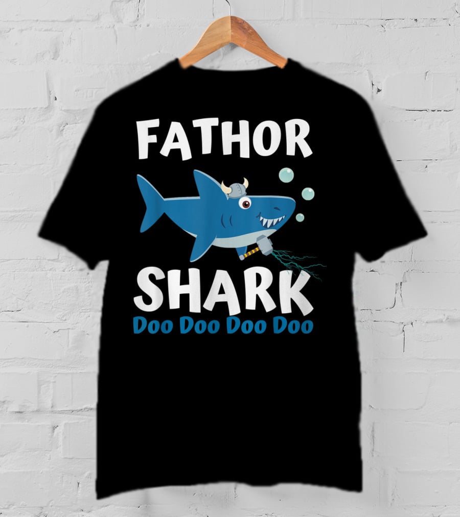 Fathor Shark Doo Doo Doo Doo Viking Father's Day Hero T-Shirt