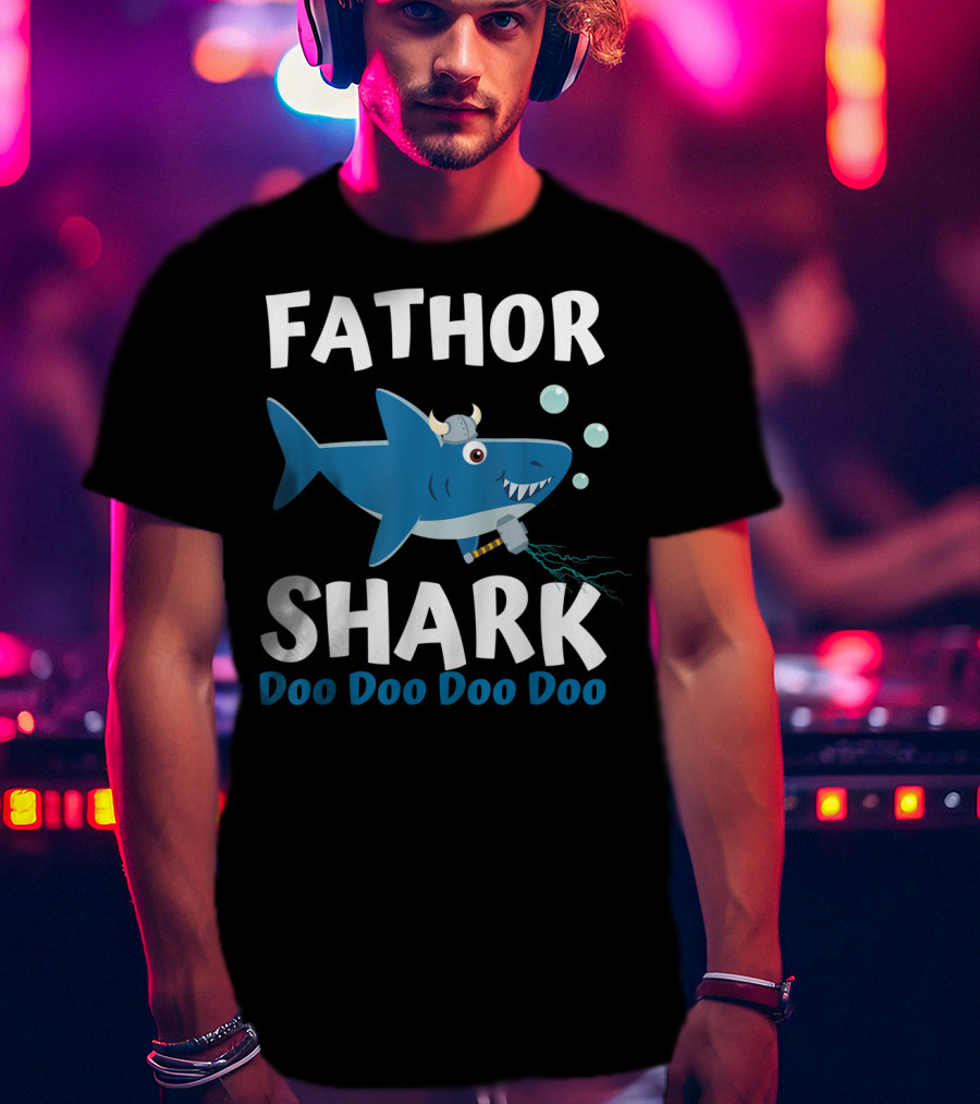 Fathor Shark Doo Doo Doo Doo Viking Father's Day Hero T-Shirt