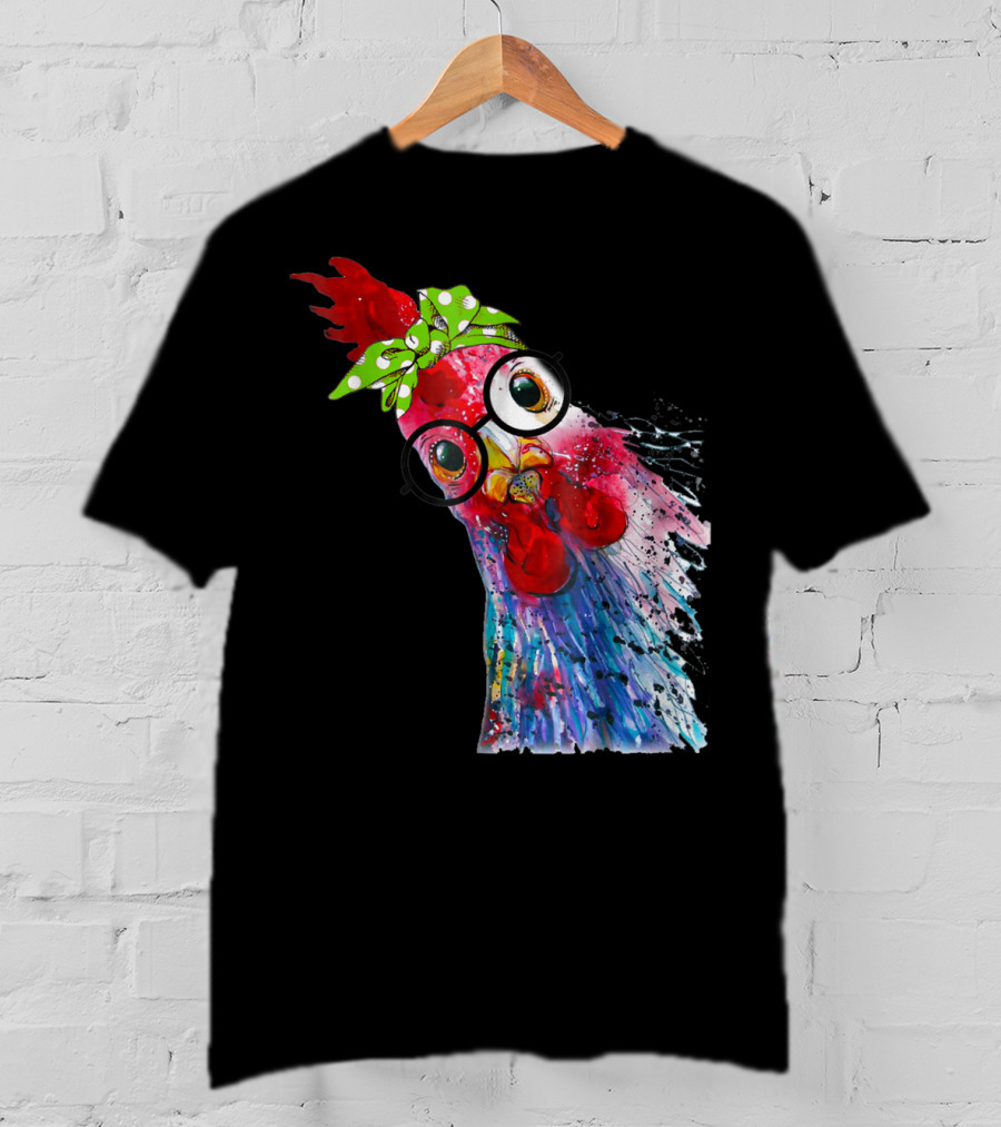Funny Chicken Lover Hen Farmer Glasses Bandana T-Shirt