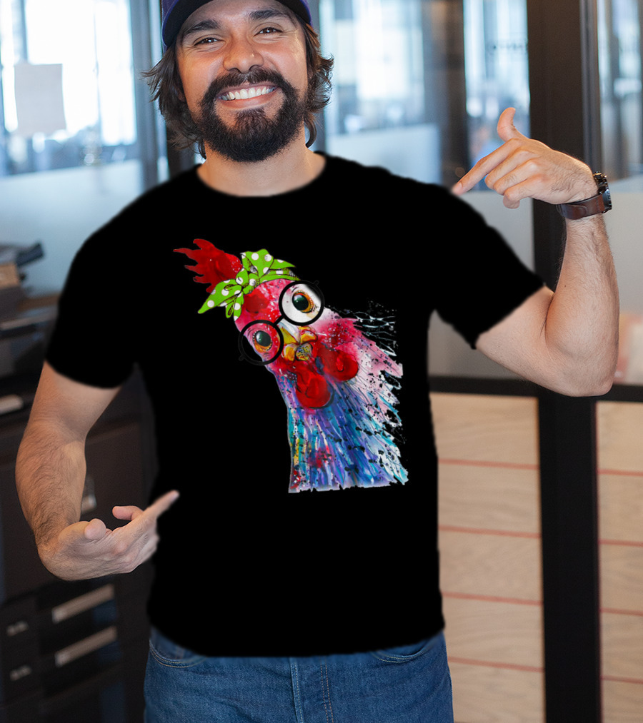 Funny Chicken Lover Hen Farmer Glasses Bandana T-Shirt