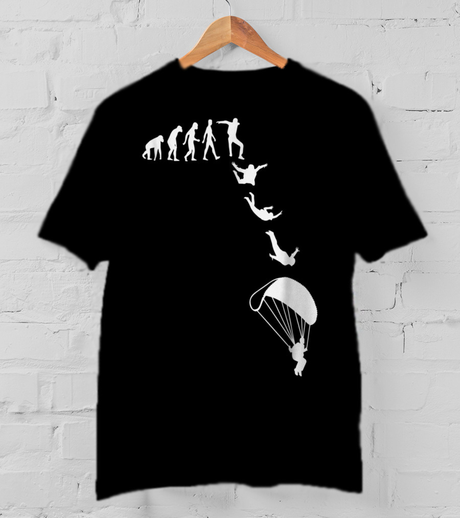 Funny Skydiving Skydiver Parachuting Evolution Of Man T-Shirt