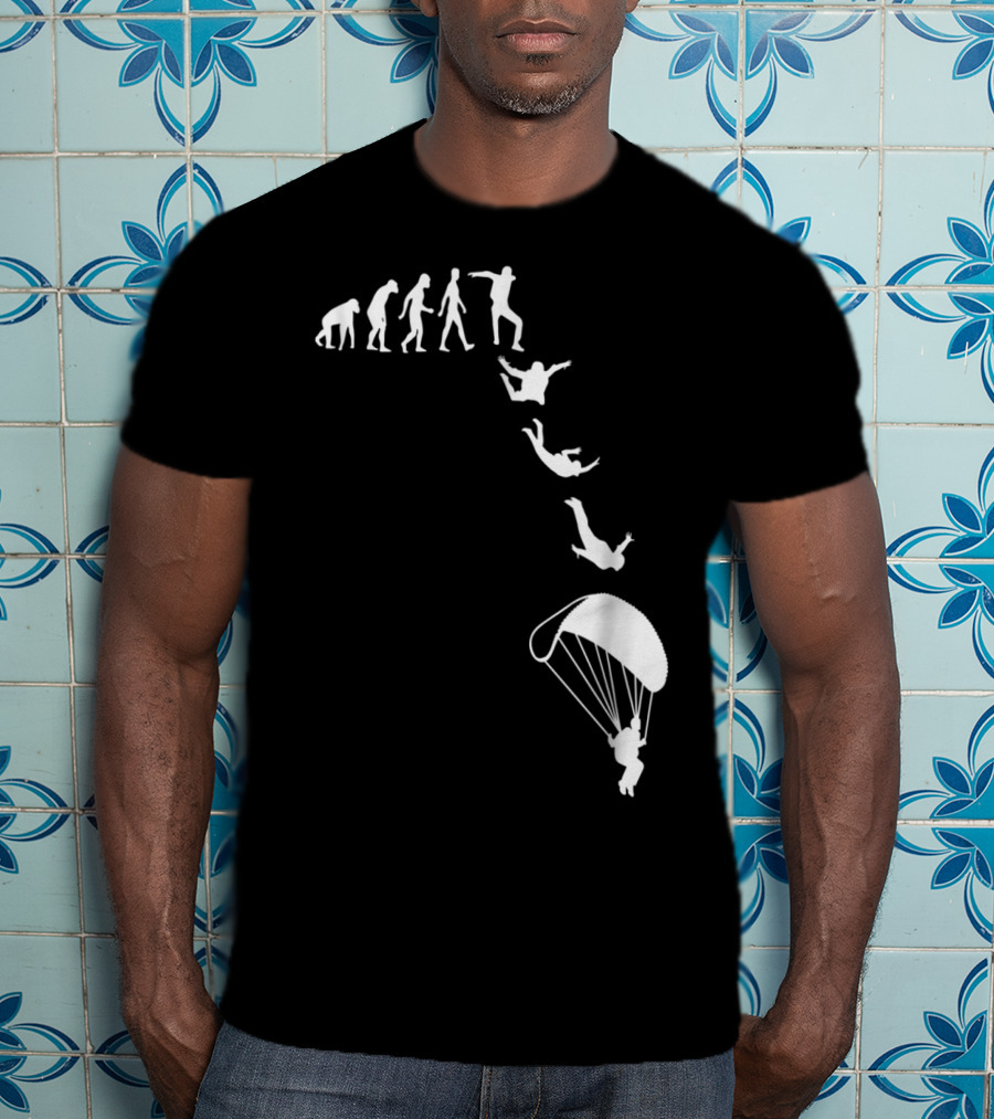 Funny Skydiving Skydiver Parachuting Evolution Of Man T-Shirt
