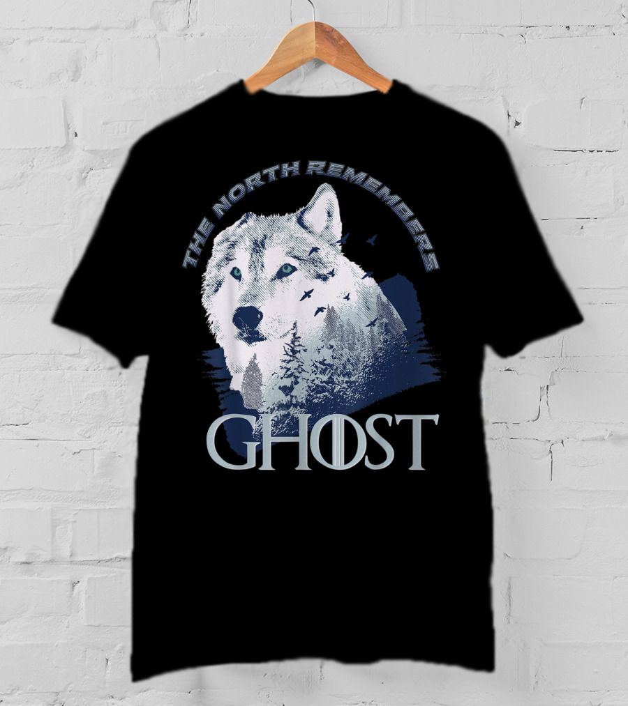 The North Remembers Ghost Lone Wolf In Forest Game Day Winning The Throne T-Shirt