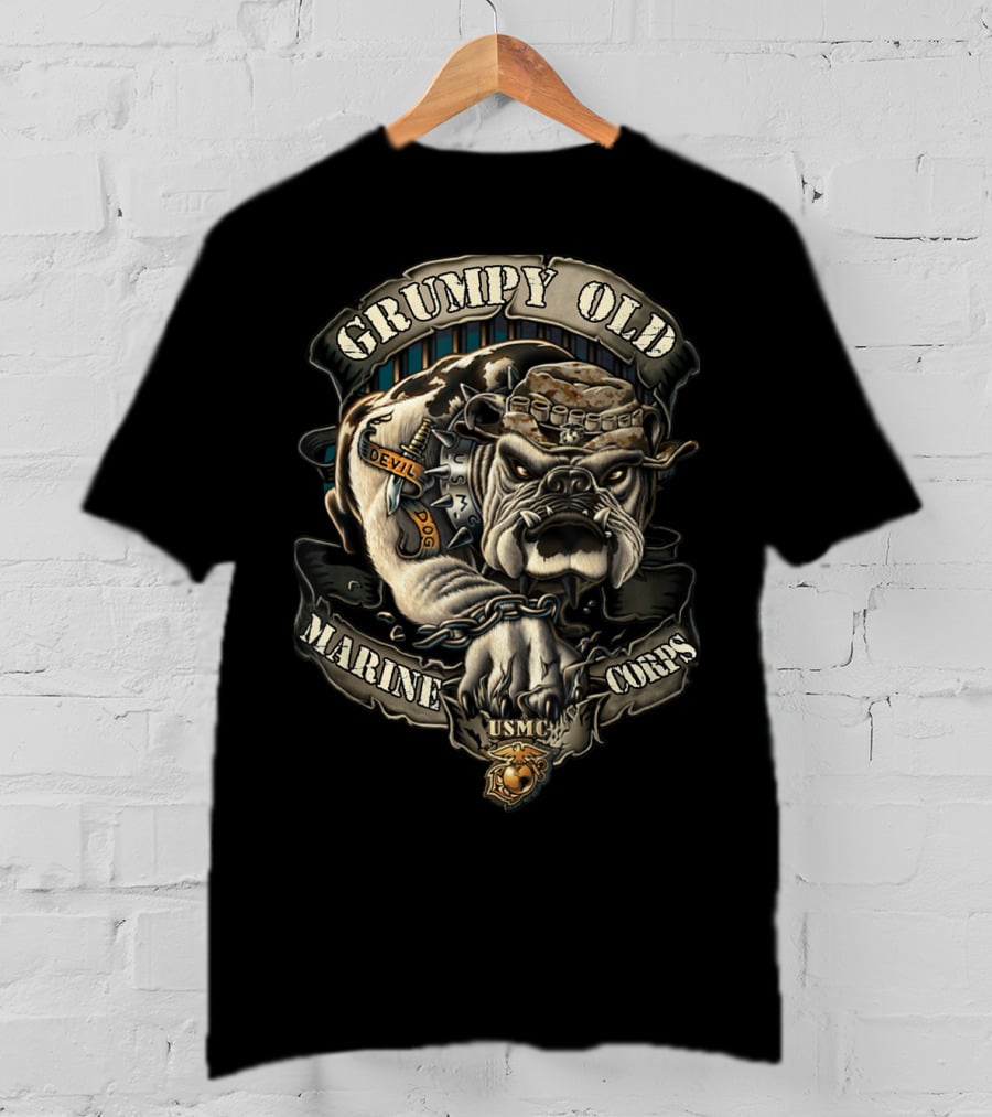 Grumpy Old Marine Corps Devil Dog USMC Veteran T-Shirt