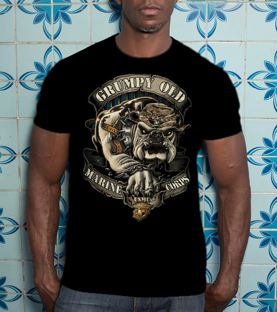 Grumpy Old Marine Corps Devil Dog USMC Veteran T-Shirt