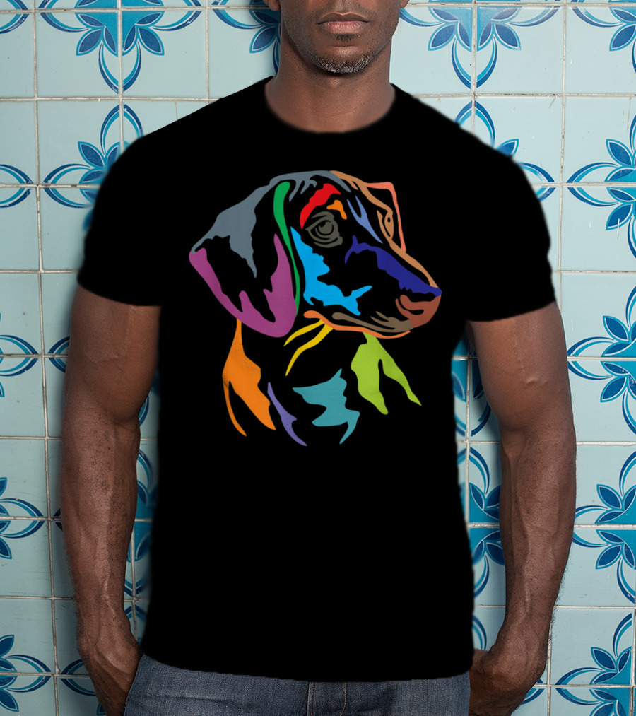 Colorful Happy German Dachshund Pop T-Shirt