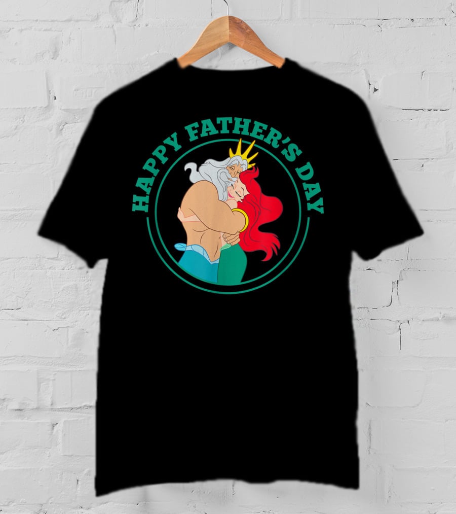 Happy Father's Day Disney The Little Mermaid Ariel And King Triton Hug T-Shirt