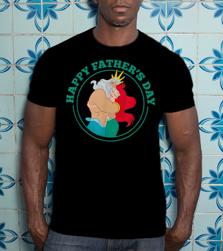 Happy Father's Day Disney The Little Mermaid Ariel And King Triton Hug T-Shirt