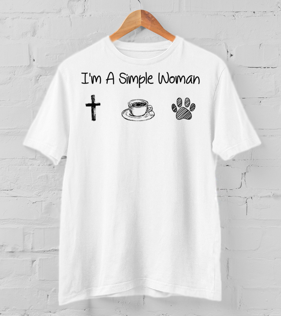 I'm A Simple Woman Jesus Coffee Paw Prints T-Shirt