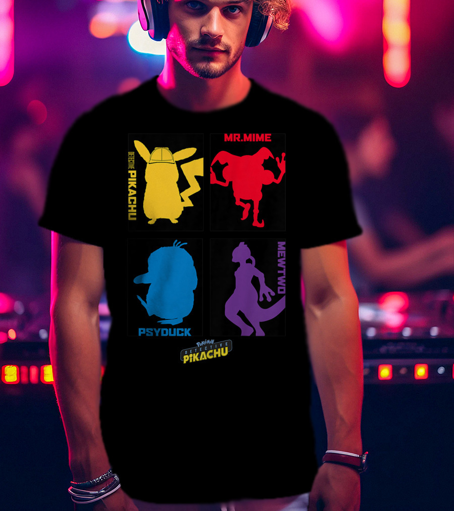 Detective Pikachu Mr. Mime Psyduck Mewtwo Pokémon Kids T-Shirt