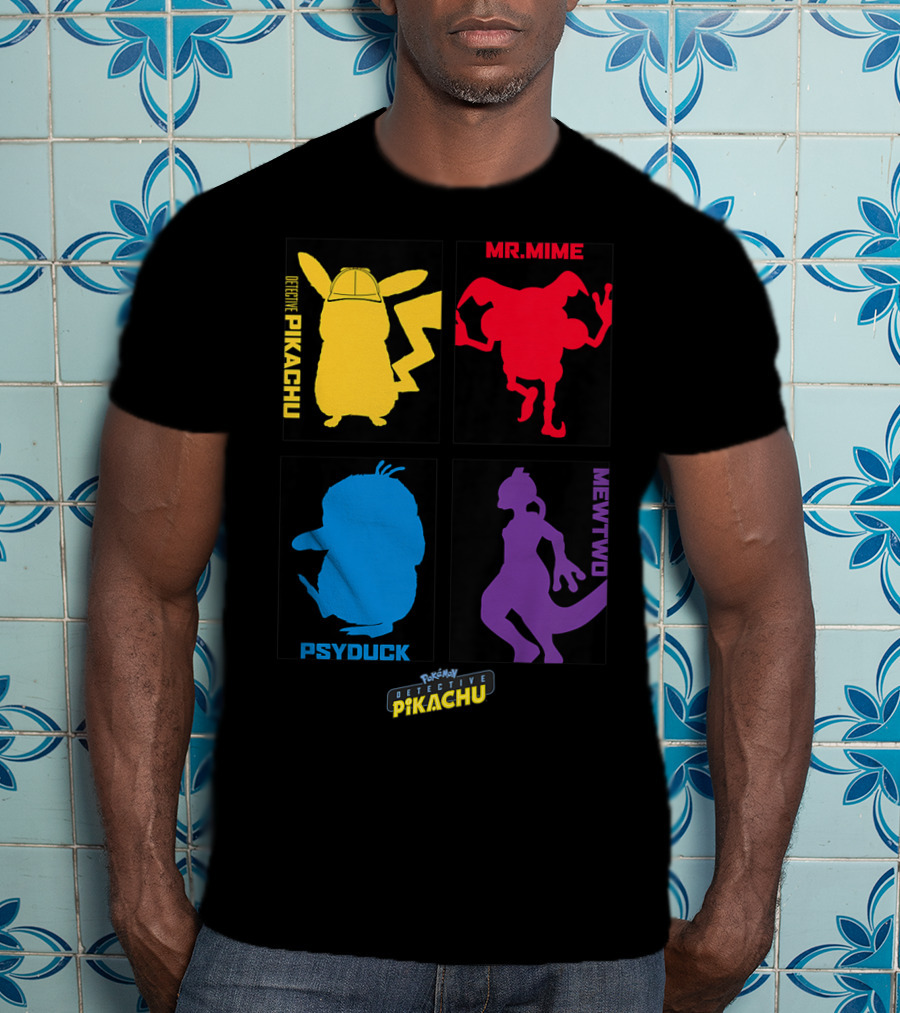 Detective Pikachu Mr. Mime Psyduck Mewtwo Pokémon Kids T-Shirt