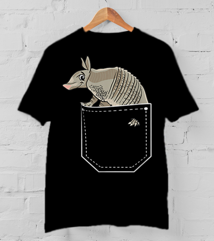 Armadillo In Pocket Cute Armadillo Emoji T-Shirt