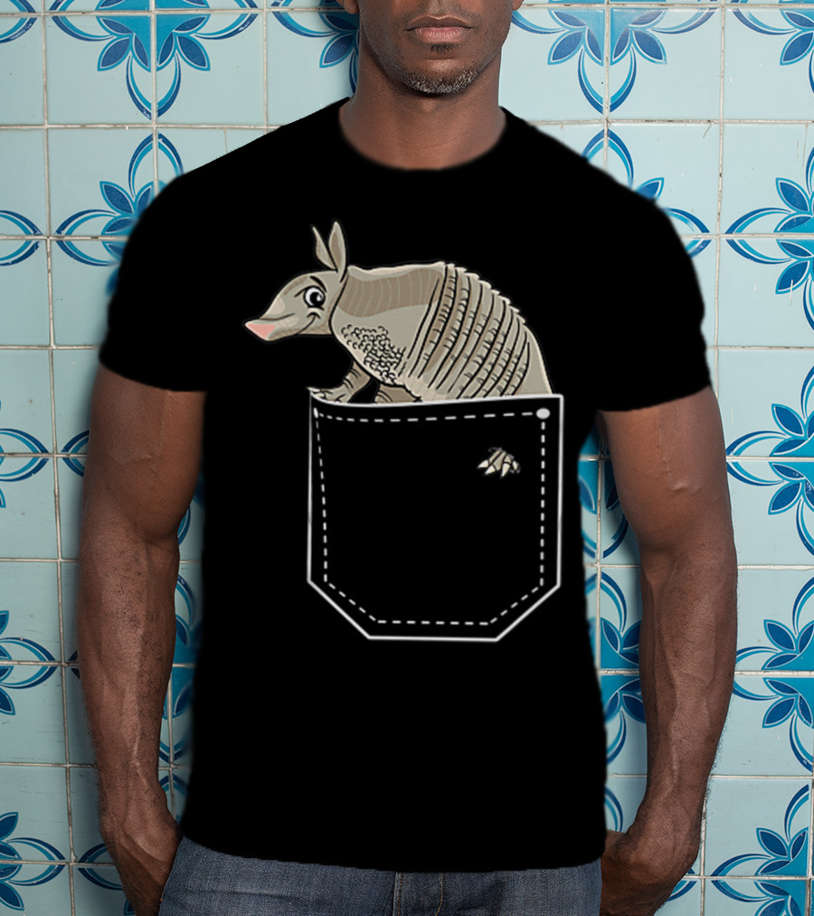 Armadillo In Pocket Cute Armadillo Emoji T-Shirt