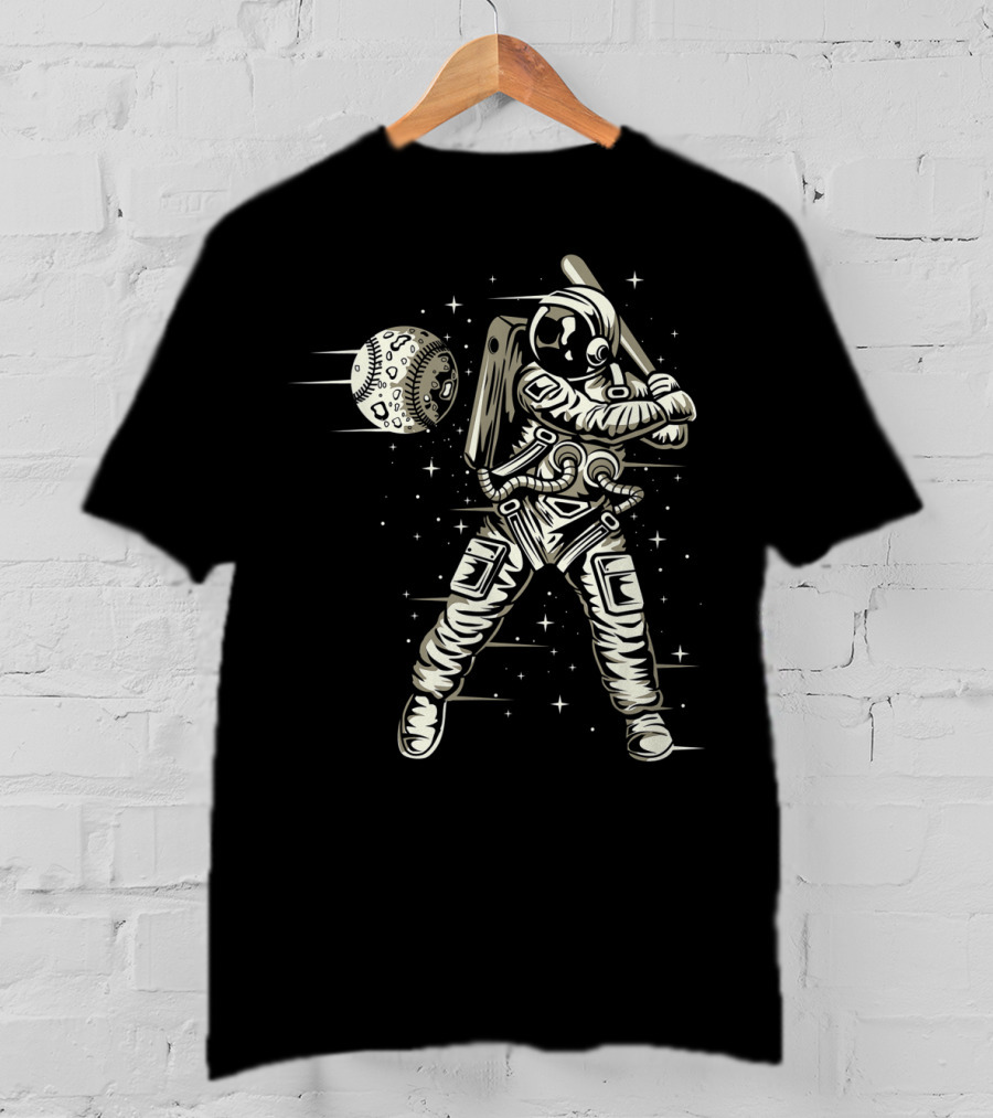 Astronaut Hitting Moon Baseball In Space T-Shirt