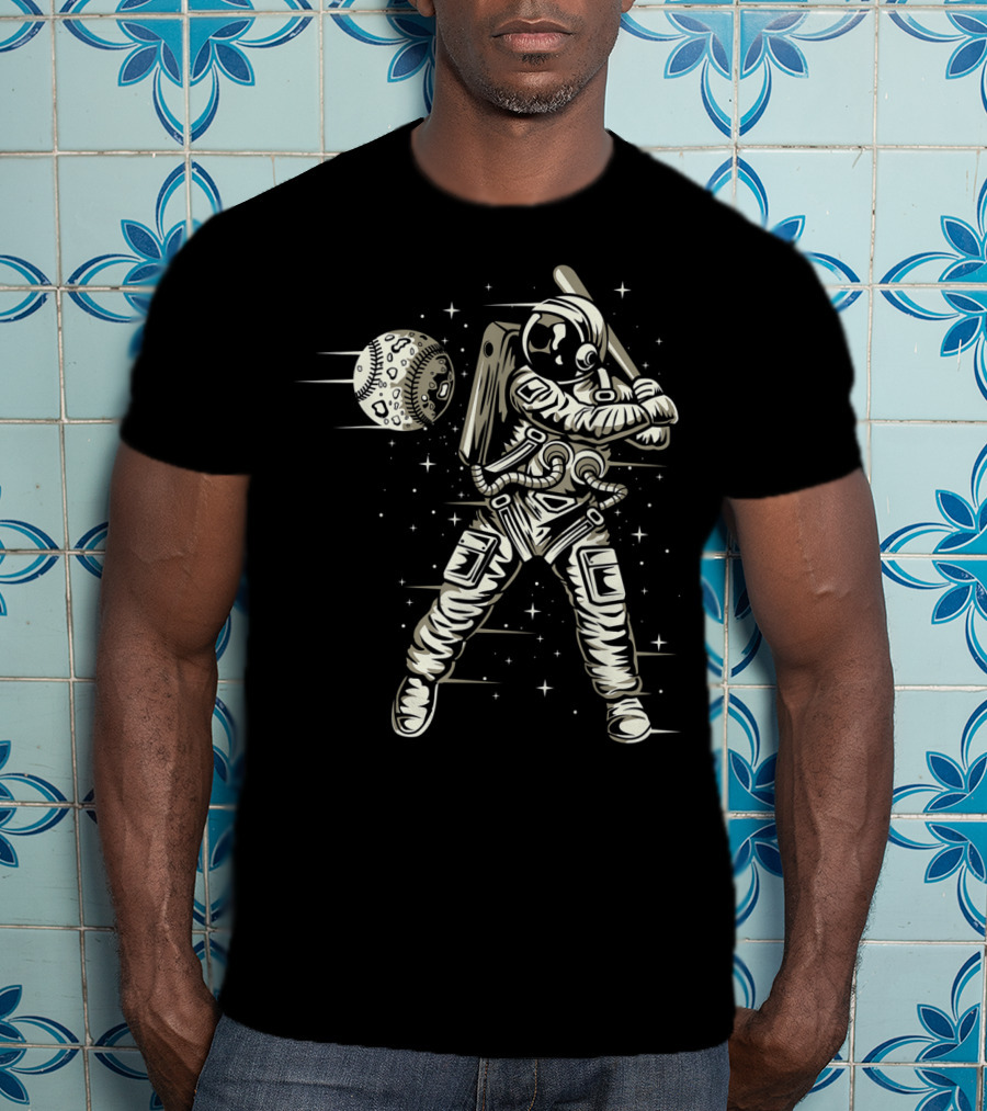 Astronaut Hitting Moon Baseball In Space T-Shirt