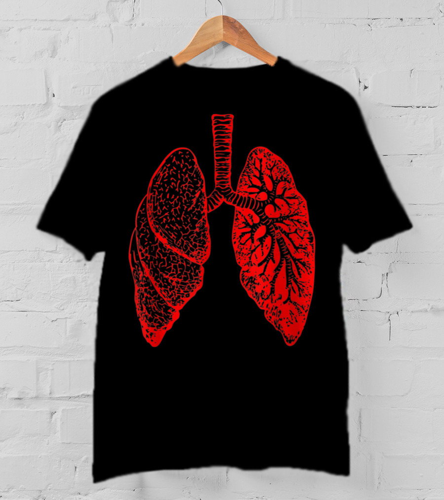Anatomy Drawing Pulmonologist Respiratory Lungs Red T-Shirt