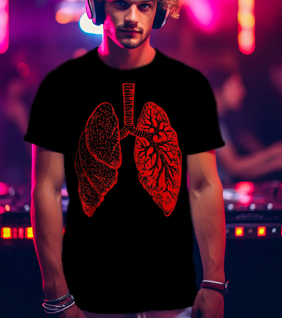 Anatomy Drawing Pulmonologist Respiratory Lungs Red T-Shirt