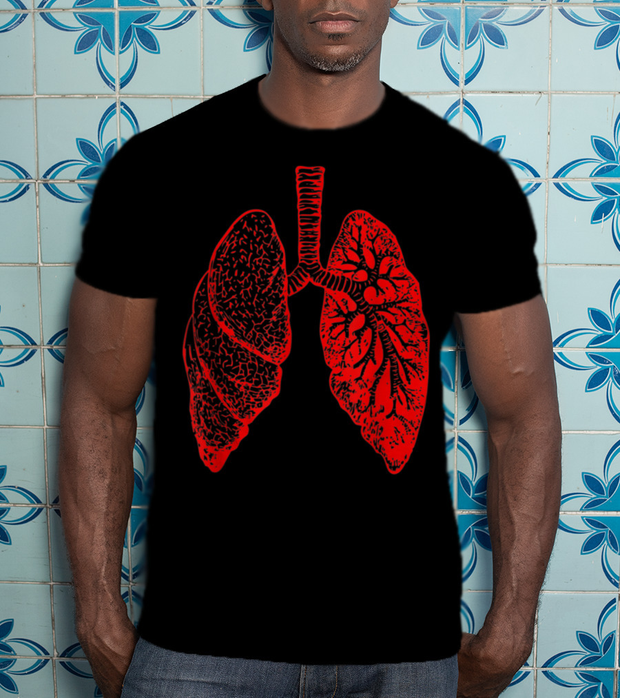 Anatomy Drawing Pulmonologist Respiratory Lungs Red T-Shirt