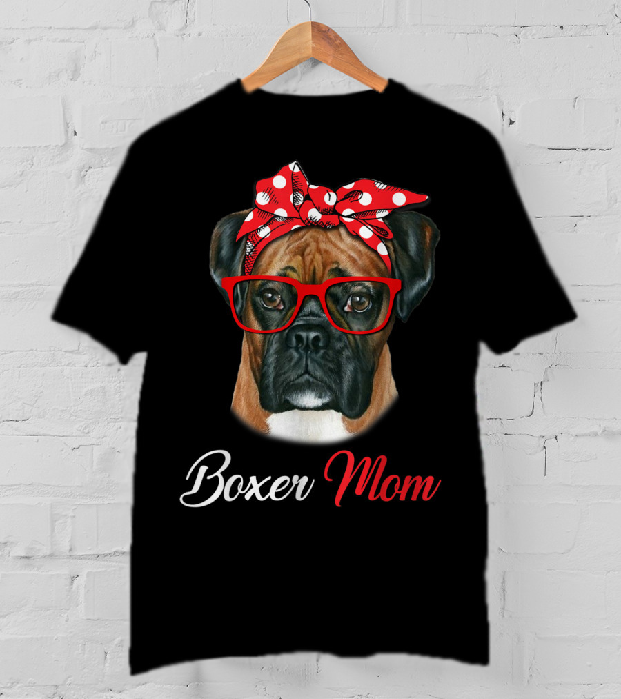Boxer Mom Red Headband Glasses Dog T-Shirt