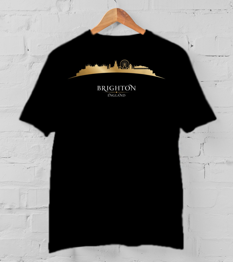Brighton England Cityscape Skyline Ferris Wheel T-Shirt